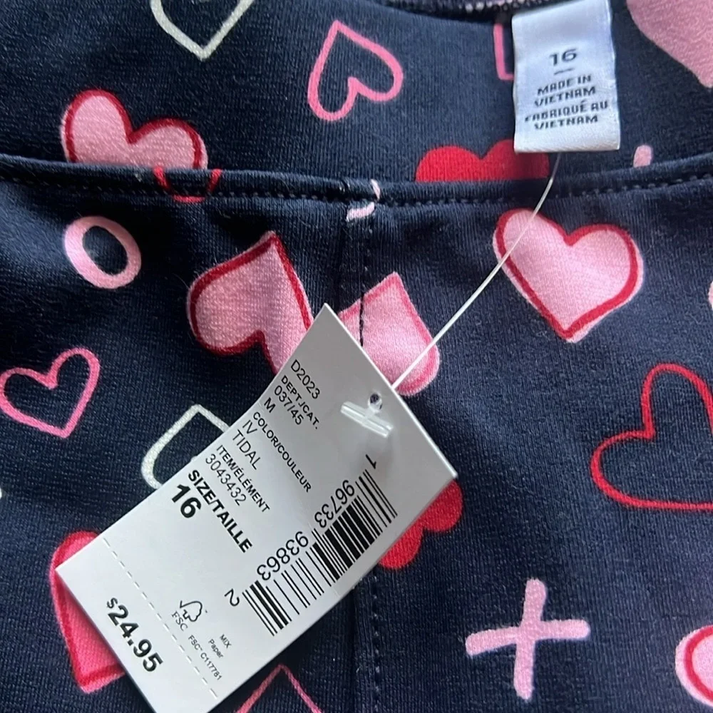 Heart and X Patterned Leggings. Navy. Children’s Place. 16. NWT